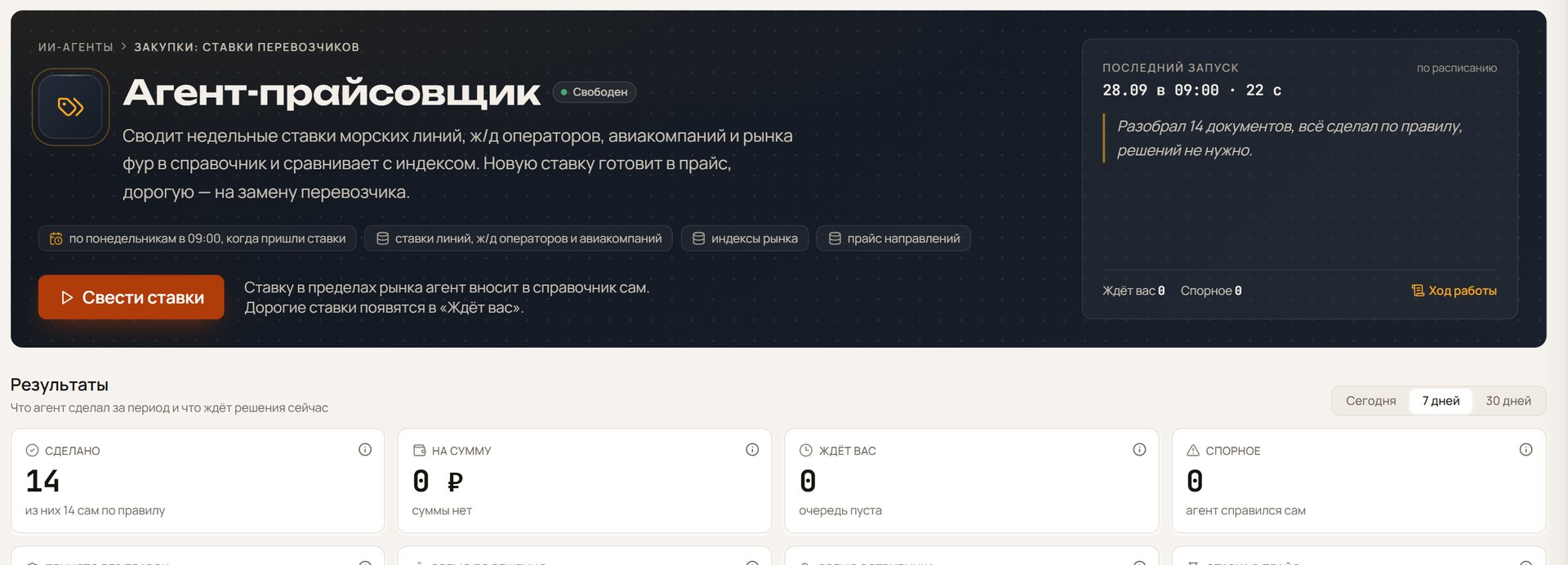 Дашборд ИИ-агента Прайсовщик: какие прайсы обновились, что подорожало и где поставщик дешевле